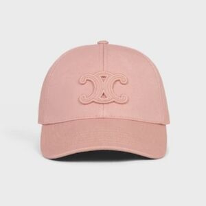 ✨CELINE✨ 🔥NWT‼️🩷 Pink Triomphe Baseball Cap Hat in Cotton Gabardine🩷